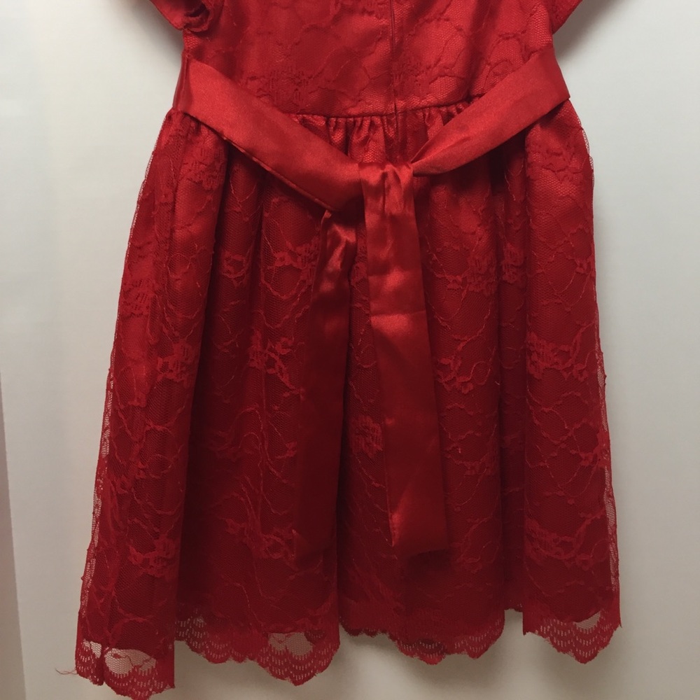Girl’s Lace Holiday Dress - Red